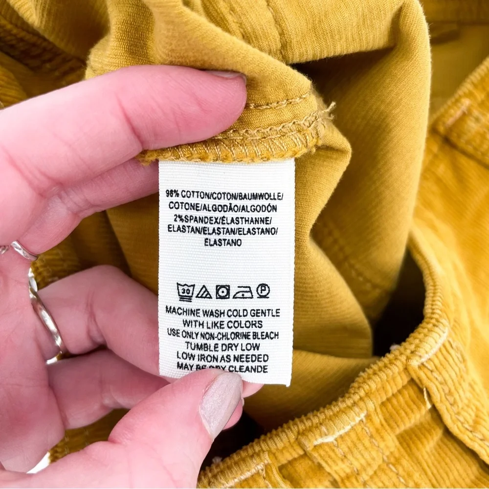 We The Free Joanie Mustard Corduroy Button Down Mini Skirt Size 25 - Picture 8 of 9